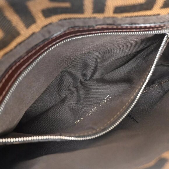 FENDI Logo Mamma Zucca Pattern Shoulder Bag Canvas Leather Brown Italy 662RH389 - Picture 5 of 16